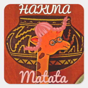 Funny Giraffe with cool text Hakuna Matata Design Square Sticker