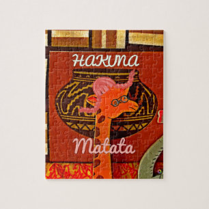 Funny Giraffe with cool text Hakuna Matata Jigsaw Puzzle