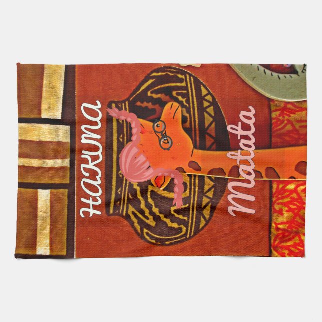 Funny Giraffe with cool text Hakuna Matata Kitchen Towel (Horizontal)