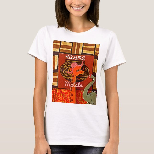 Funny Giraffe with cool text Hakuna Matata T-Shirt (Front)