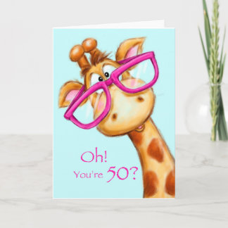 Funny giraffe with eyeglasses, Happy Birthday Card