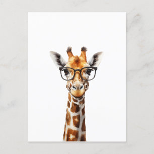 Funny giraffe with glasses postcard