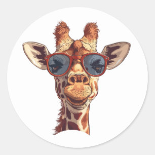 Funny Giraffe with sunglasses Classic Round Sticker