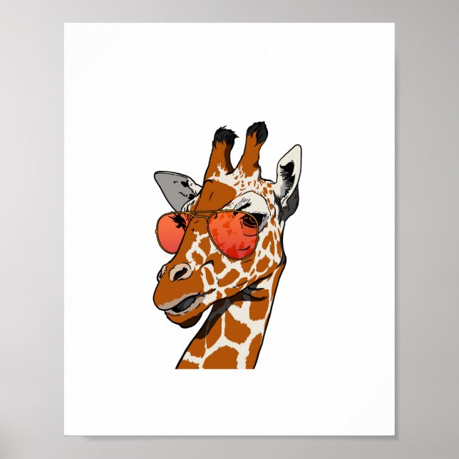 Funny Giraffe with Sunglasses Gift idea for Giraff Poster (Front)