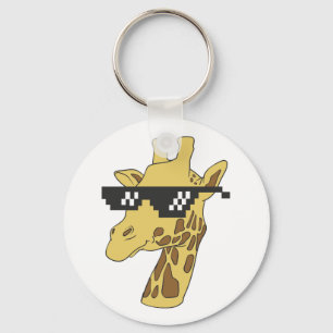 Funny giraffe with sunglasses illustration keychain
