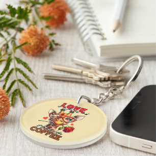 Funny giraffe word art coffee keychain