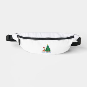 Funny Giraffe Xmas Tree Lights Reindeer Hat Christ Fanny Pack