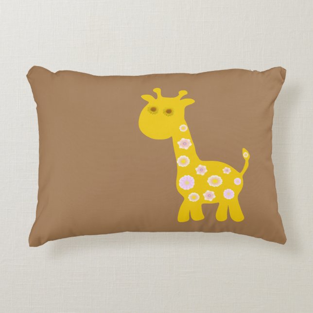 Funny Giraffe yellow flower flora retro pattern  Accent Pillow (Front)