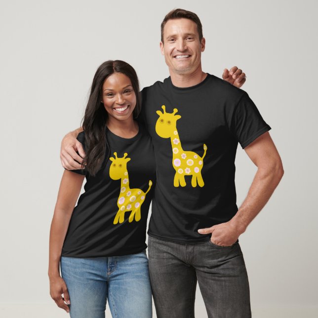 Funny Giraffe yellow flower flora retro pattern  T-Shirt (Unisex)