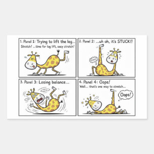 Funny Giraffe Yoga Fail 4 Panel Comic Strip Sticker