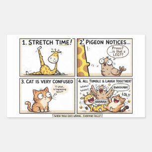 Funny Giraffe Yoga Meme 6 Panel Comic Strip Sticker