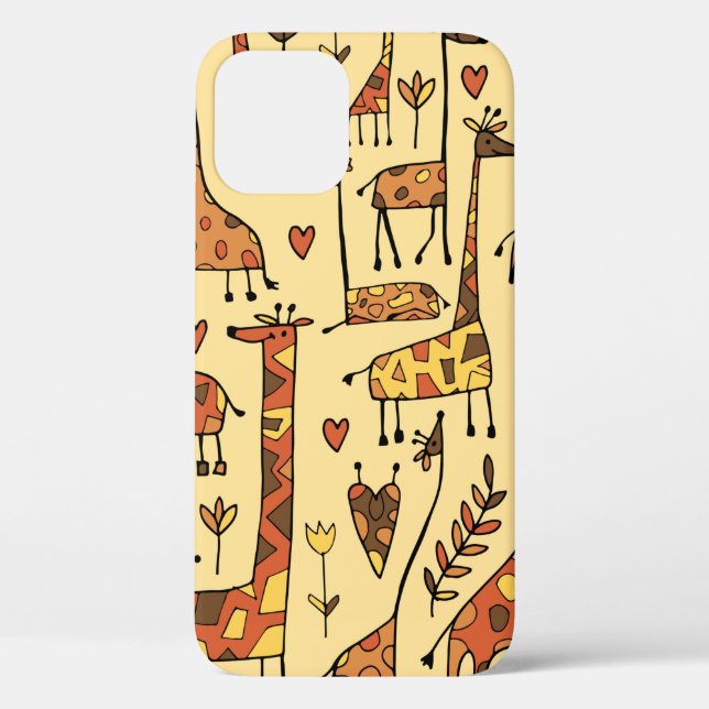Funny giraffes sketch, seamless pattern your desig Case-Mate iPhone case (Back)
