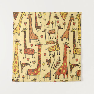 Funny giraffes sketch, seamless pattern your desig tapestry