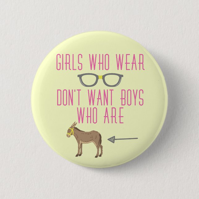 Funny Girl Glasses Nerd Humour 2 Inch Round Button (Front)