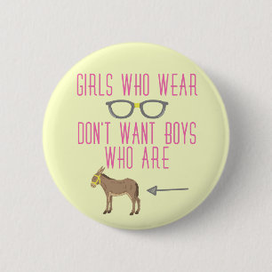 Funny Girl Glasses Nerd Humour 2 Inch Round Button