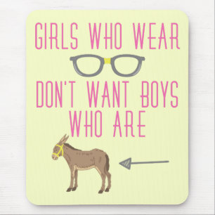 Funny Girl Glasses Nerd Humour Mouse Pad