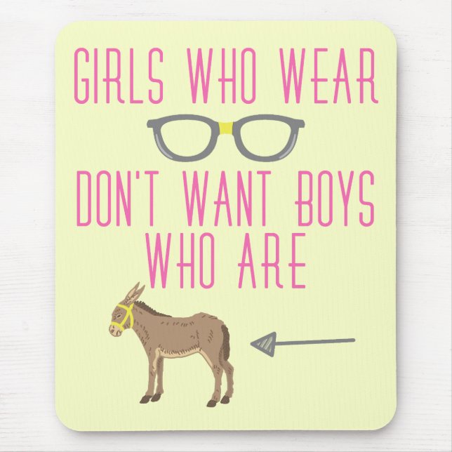 Funny Girl Glasses Nerd Humour Mouse Pad (Front)