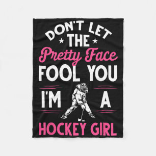 Funny Girl Hockey Gift For Women Kids Ice Hockey P Fleece Blanket