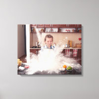 Funny girl in messy kitchen