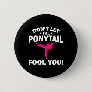 Funny Girl Karate Design Kids Women Kickboxing Bla 2 Inch Round Button