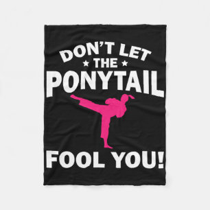 Funny Girl Karate Design Kids Women Kickboxing Bla Fleece Blanket