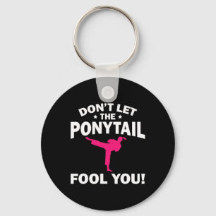 Funny Girl Karate Design Kids Women Kickboxing Bla Keychain