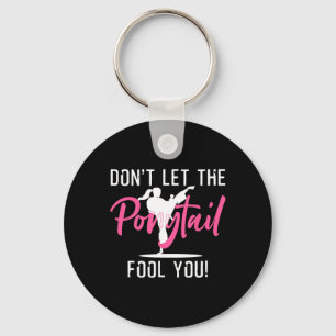 Funny Girl Karate Design Kids Women Kickboxing Bla Keychain