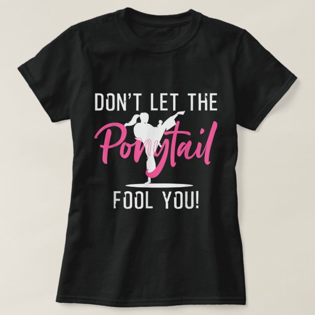 Funny Girl Karate Design Kids Women Kickboxing Bla T-Shirt (Design Front)
