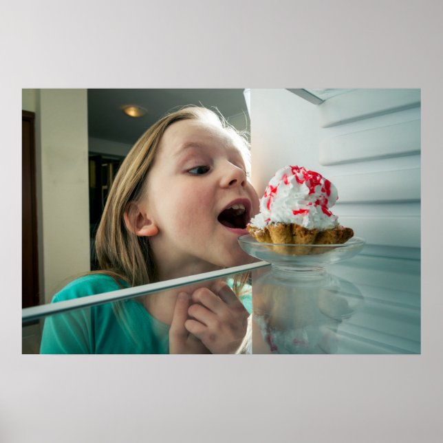Funny girl looking in refrigerator  poster (Front)