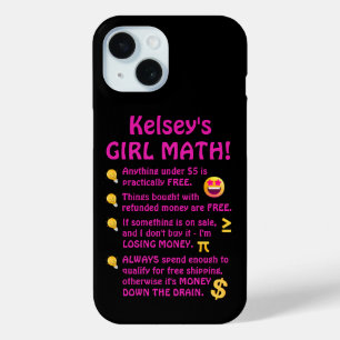 Funny Girl Math Personalized iPhone 15 Case