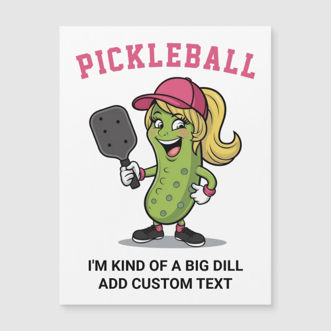 Funny Girl Pickle Playing Pickleball, Custom Text (Front)