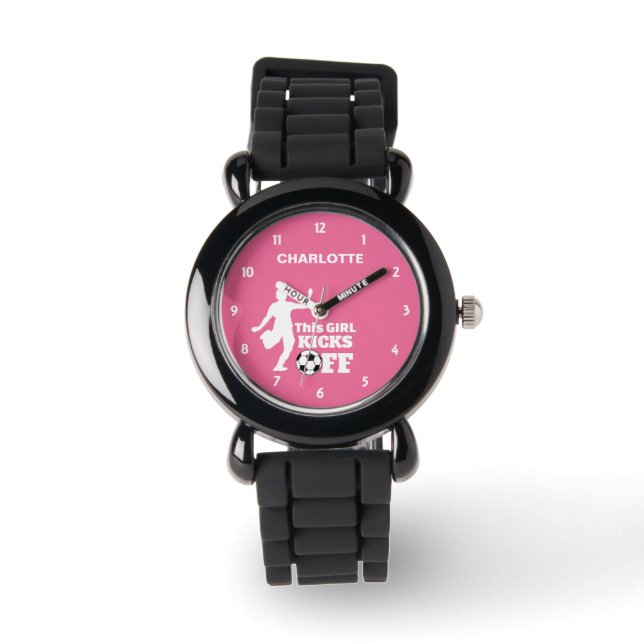Funny Girl Soccer Player Personalized Graphic Watch (Front)