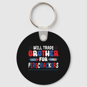 Funny Girls 4th Of July Kids Trade Sister For Fire Keychain