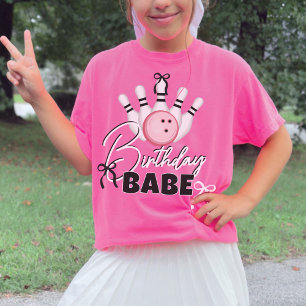 Funny Girls BOWling Birthday BABE Pink Bows Party T-Shirt