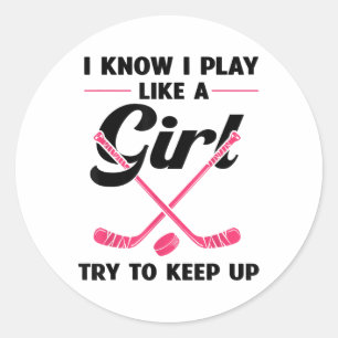 Funny Girls Hockey Designs For Women Field Hockey  Classic Round Sticker