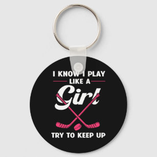 Funny Girls Hockey Designs For Women Field Hockey Keychain