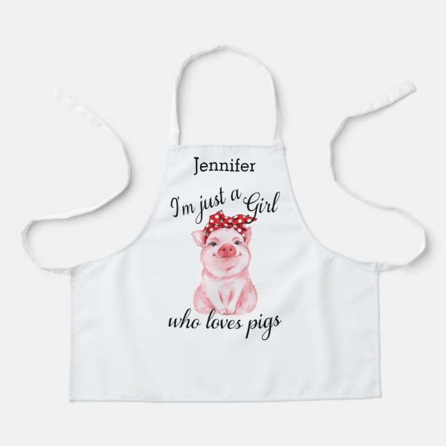 Funny Girls Love Pigs Personalized Apron (Front)