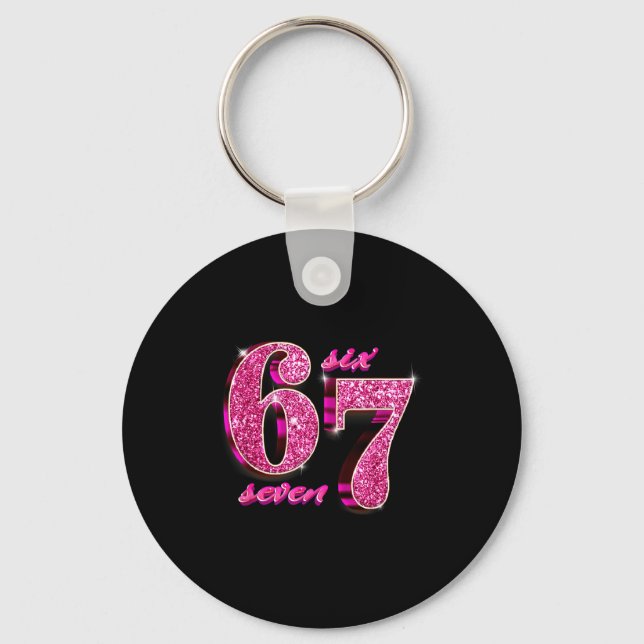 Funny Girls Nk Coquette 67 Six Seven Meme Brainrot Keychain (Front)