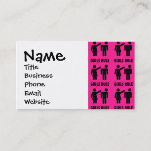 Funny Girls Rule Hot Pink Feminist Gifts Business Card