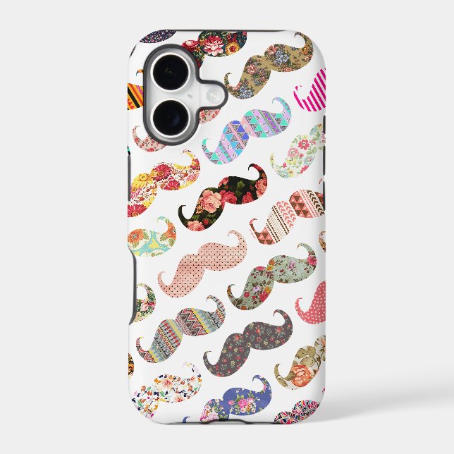 Funny Girly  Colorful Patterns Mustaches (Back)