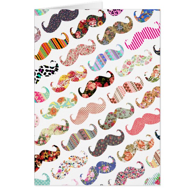 Funny Girly  Colourful Patterns Moustaches (Front)