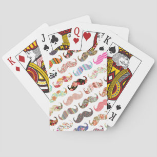 Funny Girly  Colourful Patterns Moustaches Playing Cards