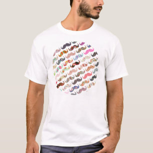 Funny Girly  Colourful Patterns Moustaches T-Shirt