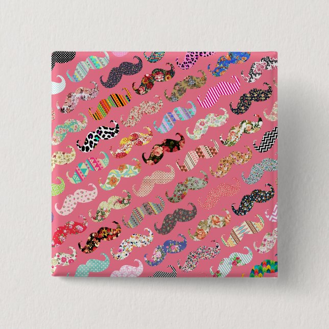 Funny Girly Colourful Pink Aztec Patterns 2 Inch Square Button (Front)
