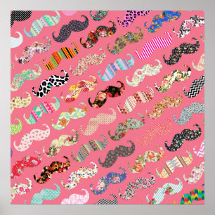 Funny Girly Colourful Pink Aztec Patterns Poster