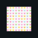 Funny girly cute custom conversation candy hearts canvas print<br><div class="desc">Funny cute pastel custom conversation candy hearts pattern canvas print. Fully customizable text. So you can personalize the message inside each heart and make each heart / message unique. 16 hearts in each card. Assorted colours. 6 pink hearts, 2 orange hearts, 2 blue hearts, 2 green hearts, 2 purple hearts,...</div>