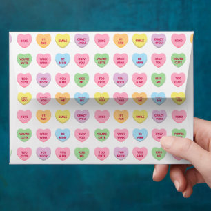 Funny girly cute custom conversation candy hearts envelope