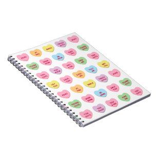 Funny girly cute custom conversation candy hearts notebook