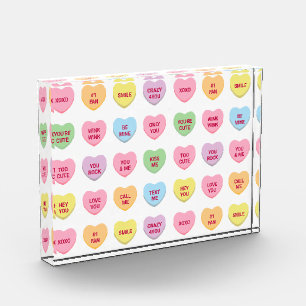Funny girly cute custom conversation candy hearts photo block