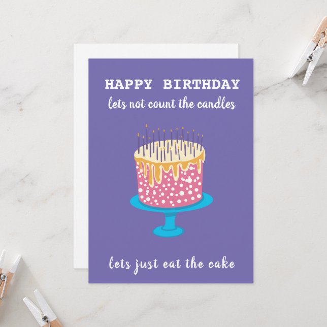 Funny girly happy birthday cake and candles (Front/Back In Situ)